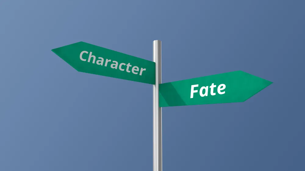 Fate or character — a road sign pointing in two directions