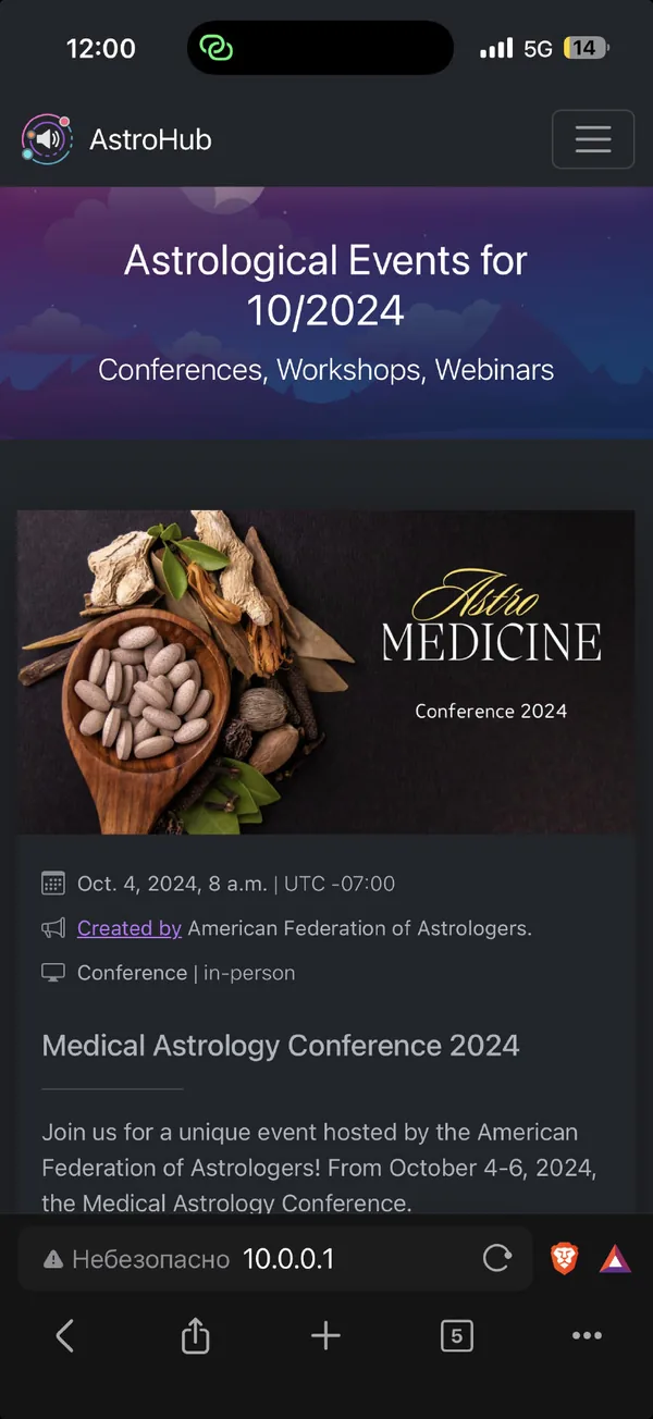 AstroHub — astrology events calendar and news portal for astrologers