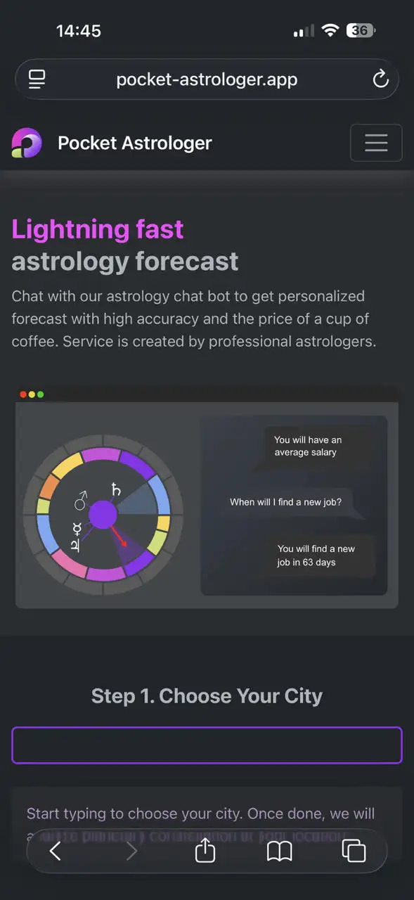 Pocket Astrologer — web app for automatic answers from a horary chart